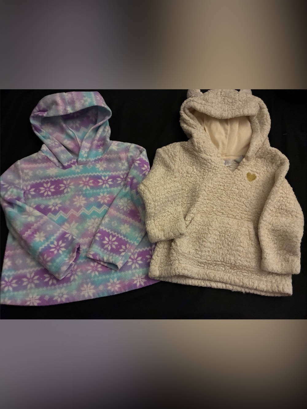 The Children's Place 2 pc 1-Cream Sherpa Hoodie & 1- Pastel Fair Isle Pullover